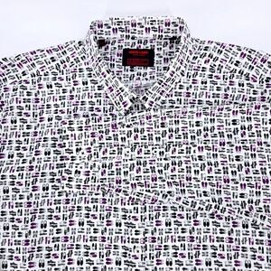 Jared Lang After Hours Long Sleeve Slim Fit Shoe Print Button Down 2XL